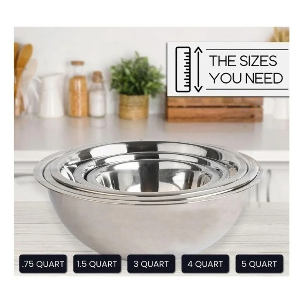 Whysko Stainless Steel Mixing Bowls Set of 5 Nesting‎ Sizes
